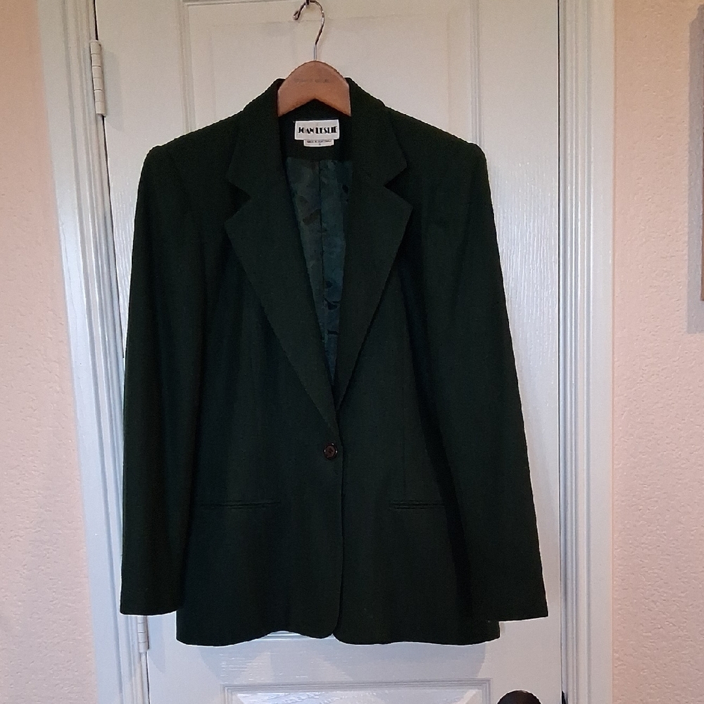 Joan Leslie, Size 8, Emerald Green Wool Blazer,